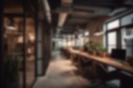 Coworking Space With Diverse Workstations And Collaborative Zones. defocused backgroundの素材