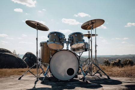 Drum Kit Against Sky Backgroundの素材