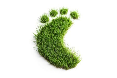 Footprint Green Grass On White Backgroundの素材