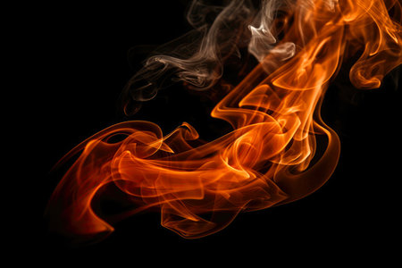 Orange Smoke On Black Backgroundの素材