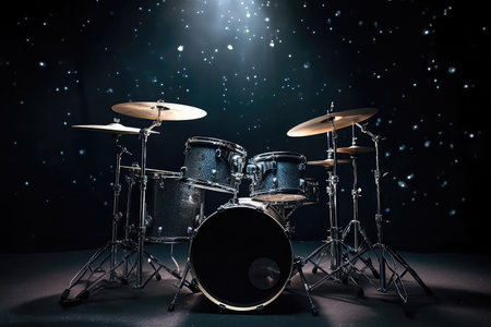 Drum Kit Against Background Of Spaceの素材