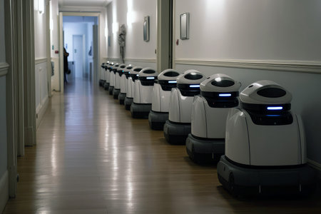 Robots Waiting In The Hallway For Interviewsの素材