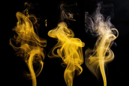 Set Yellow Smoke On Black Backgroundの素材