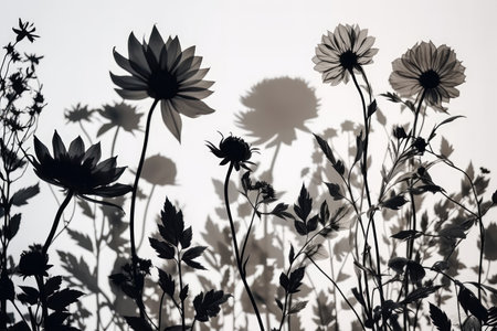 Shadow Flowers On White Backgroundの素材