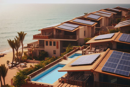 Solar Panels On Sunny Beach Resortの素材
