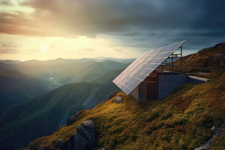 Solar Panels On Top Of The Mountainの素材