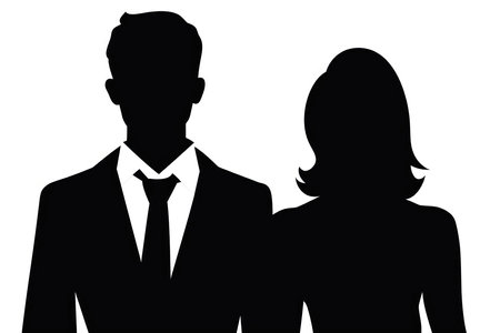 Man And Woman Icon On White Background, Black And Whiteの素材