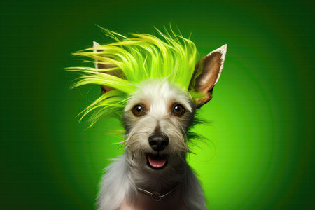Spunky Jack Russell Terrier With Spiky Neon Green Hairの素材