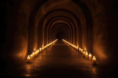 Soft Candlelight Shining At The End Of Narrow Tunnelの素材