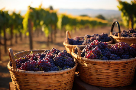Baskets Of Assorted Grape Varieties During The Harvestの素材