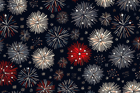 Fun And Festive Doodle Fireworks Pattern Designの素材