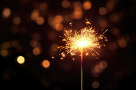 Sparkler Glowing Brightly On Dark Backgroundの素材