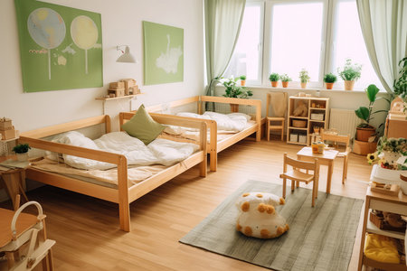 Toddler Room With Low Beds And Explorationfriendly Arrangements Montessori Methodの素材