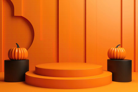 Orange Podium On Abstract Background, Perfect For Halloweenの素材