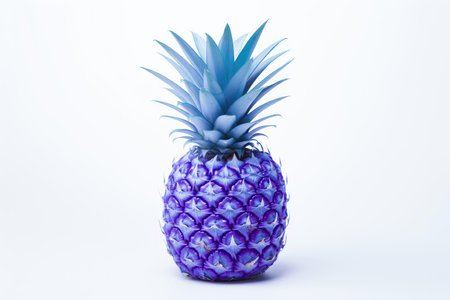 One Blue Purple Periwinkle Pineapple On Closeup White Backgroundの素材