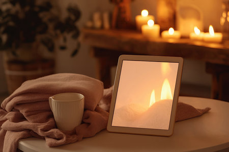 Tablet Mockup In Cozy Home Settingの素材