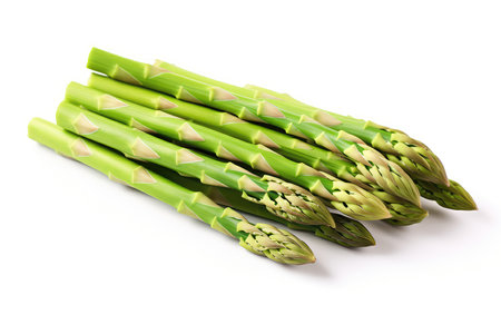 A Bunch Of Asparagus On A White Backgroundの素材