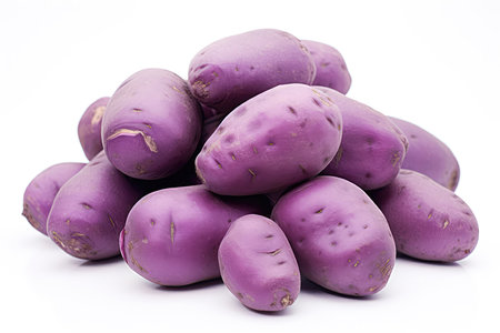 Purple Potatoes Closeup On White Backgroundの素材