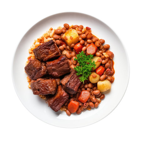 Cholent Israeli Cuisine On White Plateの素材