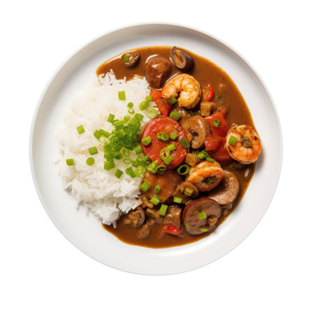 Gumbo On White Plate On A White Backgroundの素材