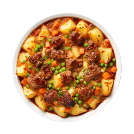 Lancashire Hotpot British Cuisine On White Plateの素材