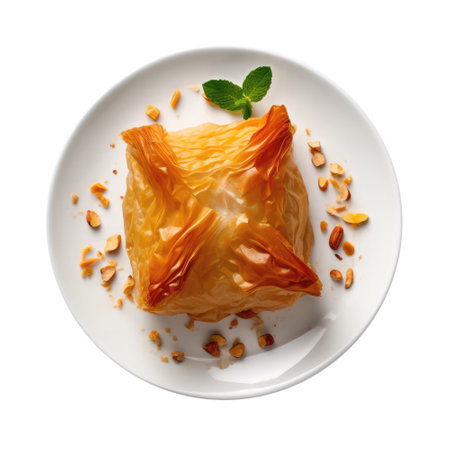 Basmphyllo Pastry Egyptian Cuisine. On A White Plate.の素材