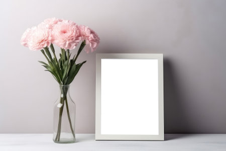 Blank Frame With Carnations In Vase. .の素材