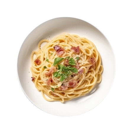 Carbonaritaly European Cuisine. On A White Plate.の素材