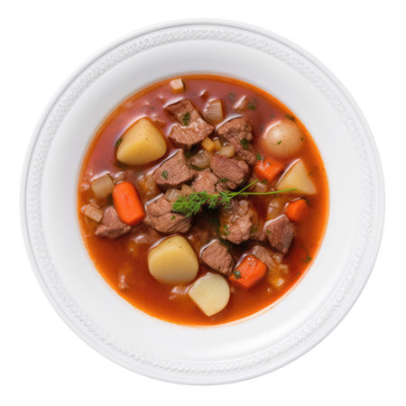 Kjtspicelandic Meat Soup European Cuisine. On A White Plate.の素材