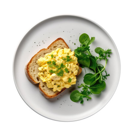 Egg Salad On White Plate, On White Background.の素材