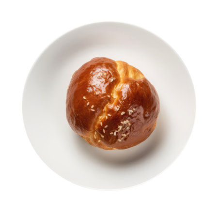 King Kong Large Sweet Bread Filled With Manjar Blanco, Peruvian Cuisine . On A White Plate, On A White Background.の素材