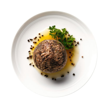 Haggis Scotland European Cuisine. On A White Plate.の素材