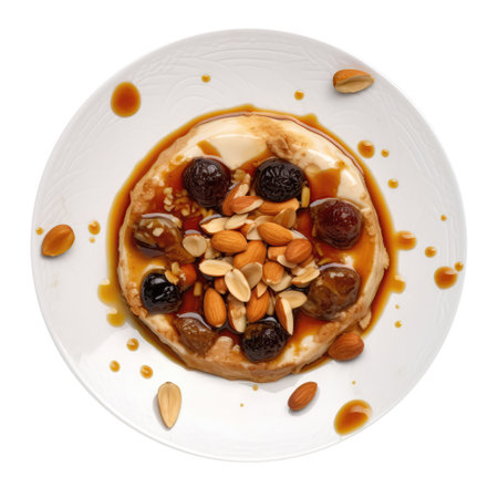 Msemen, Moroccan Cuisine. On A White Plate, On A White Background.の素材