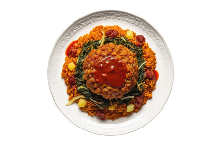 Yeasskitfo Ethiopian Cuisine. On A White Plate.の素材