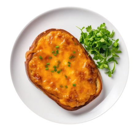 Welsh Rarebit United Kingdom European Cuisine . On A White Plate.の素材