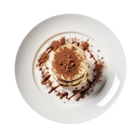 Tiramisu Italy European Cuisine. On A White Plate.の素材