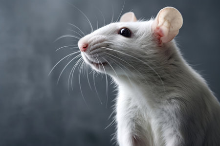 Cute Rat On Gray Background. Ð¡oncept Pet Rats, Animal Photography, Gray Color Palettes, Adorable Animalsの素材