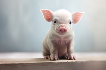 Cute Piglet On Gray Background. Ð¡oncept Piglet, Adorableness, Gray, Background Piglet, Sweetness, Gray, Background Piglet, Charm, Gray, Background Piglet, Cuddliness, Gray, Backgroundの素材