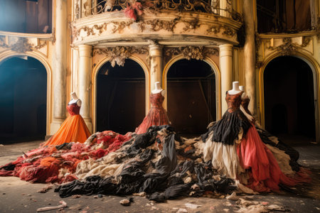 Abandoned Costumes After Theater Performance. Abandoned Building. Ð¡oncept Photos Abandoned Costumes After Theater Performance, Abandoned Buildings Photography, Salvaging Old Theater Costumesの素材