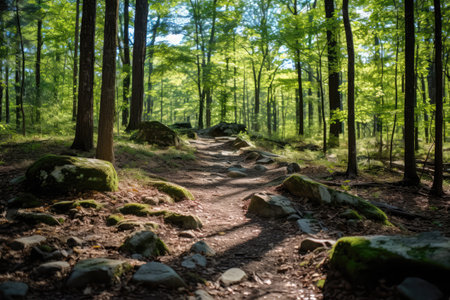 Nature Preserve With Minimal Impact Hiking Trails. Ð¡oncept Nature Preserves, Sustainable Hiking, Minimal Impact Trails, Environmental Protectionの素材