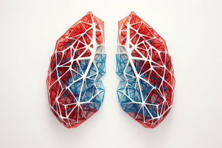 Geometric Art Organ Lungs On White Background. Ð¡oncept Exploring Geometric Art, Organ Lungs Anatomy, White Background Imagery, Surrealism In Artの素材