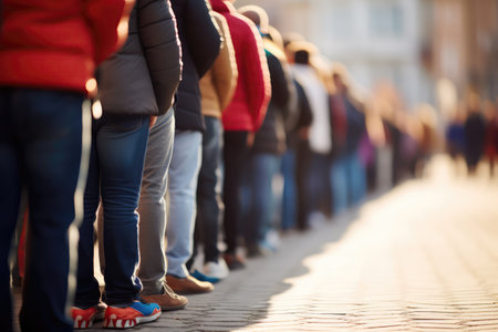 Queue Lot Of People In The Race Starting Line. Concept Starting Line Queues, Race Prep Strategies, Adrenaline Rush, Human Enduranceの素材