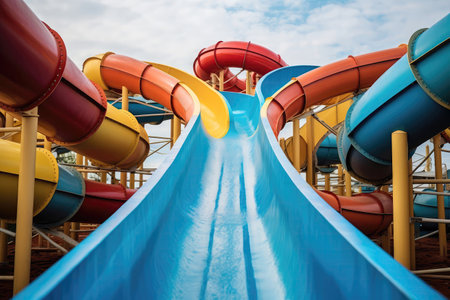 Cool Slides At The Water Park, No Peopleの素材