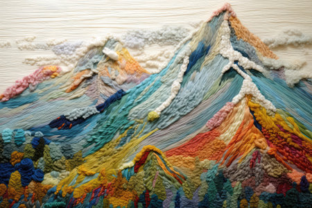Mountain Landscape Felt Needle Paintingの素材