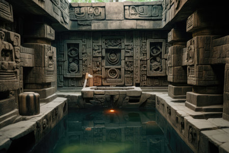 Ancient Mayan Temple Bathhouse With Intricate Stone Carvingsの素材