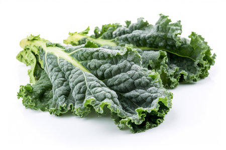 Frozen Kale On White.の素材