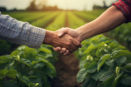 Farmers Handshake In Agriculture.の素材