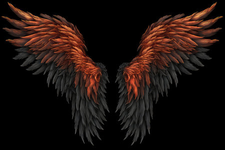 Background With Demon Wings. Concept Fantasy Art, Dark Imagery, Angelic Beings, Supernatural Creatures.の素材