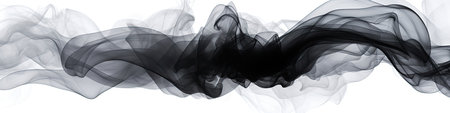Black Smoke On White Background Art. Panoramic Bannerの素材
