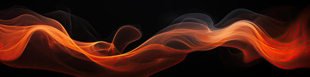 Orange Smoke On Black Background Art. Panoramic Bannerの素材